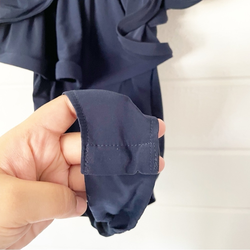 MISA Los Angeles Women's Navy Lyda Stretch Crepe Ruffle Bodysuit Size Small - Picture 9 of 9